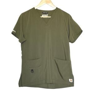 Carhartt Force Women’s Cross Flex V-Neck Scrub Top C12110 Olive Green Size S